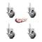 Service Caster 4 Inch Gray Poly Wheel Swivel 7/8 Inch Square Stem Caster Set with Brake SCC SCC-SQ20S414-PPUB-GRY-TLB-78-4 - alternate 1